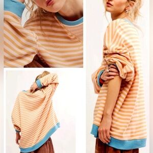 Free people Classic Striped Oversized Crewneck- Brand New Never Wprn